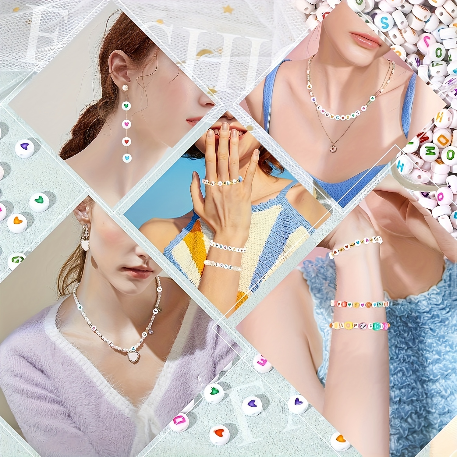 1000/500/250Pcs Colored Letter Acrylic Beads for DIY Jewellery